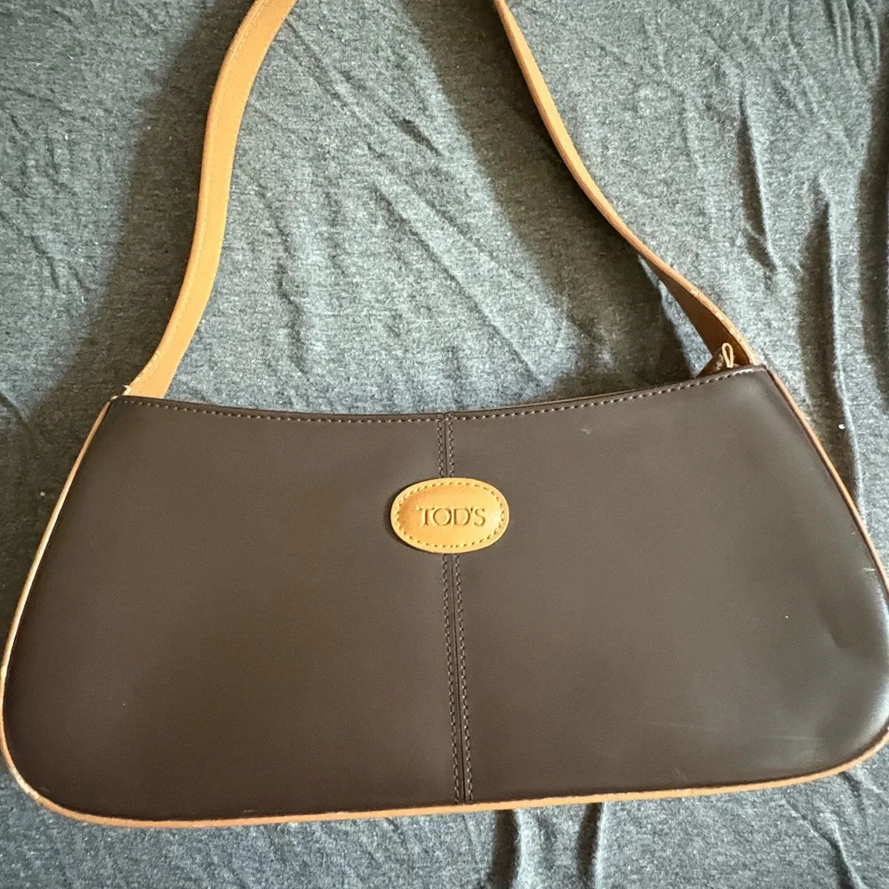 Tod's Dark Brown and Tan Shoulder Bag - Picture 1 of 5